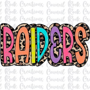 Raiders PNG, Colorful, Leopard, Mascot, School Spirit, Team Spirit, Digital Gile, Sublimation Download, DTF