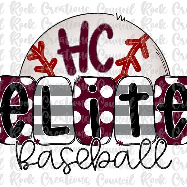 HC Elite Baseball PNG | Dots and Stripes | Digital File | Sublimation Download | Game Day | DTf