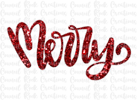 Glitter Bling Merry PNG | Hand Lettered | Christmas | Digital File | Sublimation Download | DTF