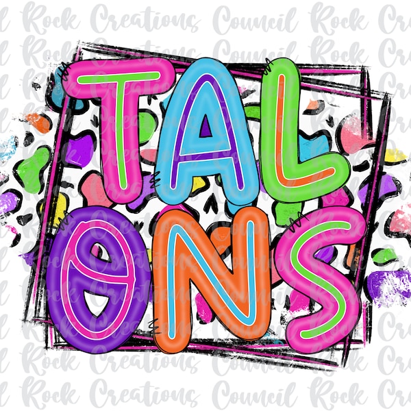 Talons PNG, Colorful Cheetah Print, School Spirit, Team Spirit, Digital Gile, Sublimation Download, DTF
