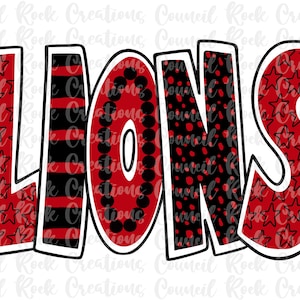 Lions Fun Mascot PNG, School Spirit, Team Spirit, Digital Gile, Sublimation Download, DTF