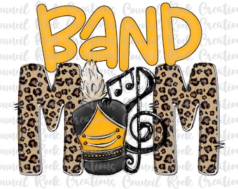 Band Mom PNG | Cheetah Print | Doodle Letters | Digital File | Sublimation Download