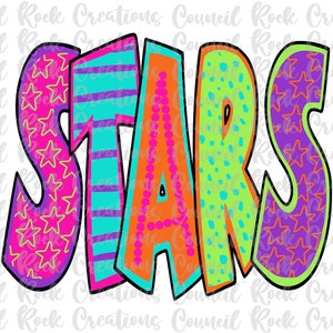 Stars PNG, Colorful, School Spirit, Team Spirit, Digital Gile, Sublimation Download, DTF