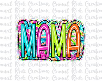 Mama PNG, Scribble Doodle, Bright Paisley Floral, Digital File, Sublimation Download, DTF