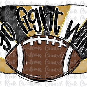 Go Fight Win Football, Checkered, Hand Lettered, School Spirit, Team Spirit, Digital File, Sublimation Download, DTF