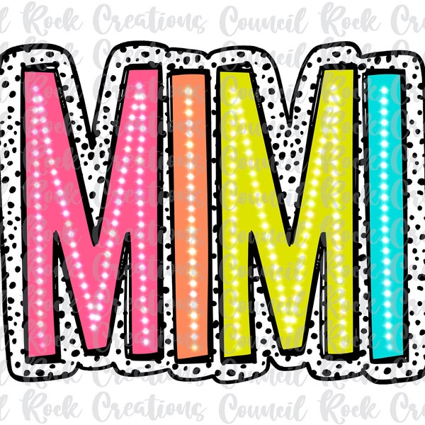 Mimi PNG, Bright Doodle, Dalmatian Dots, Digital File, Sublimation Download, DTF