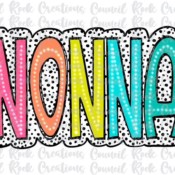 Nonna PNG, Bright Doodle, Dalmatian Dots, Digital File, Sublimation Download, DTF