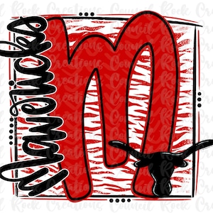 Mavericks PNG, Animal Print, Doodle Letter, School Spirit, Digital File, Sublimation Download, DTF