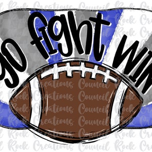 Go Fight Win Football, Checkered, Hand Lettered, School Spirit, Team Spirit, Digital File, Sublimation Download, DTF