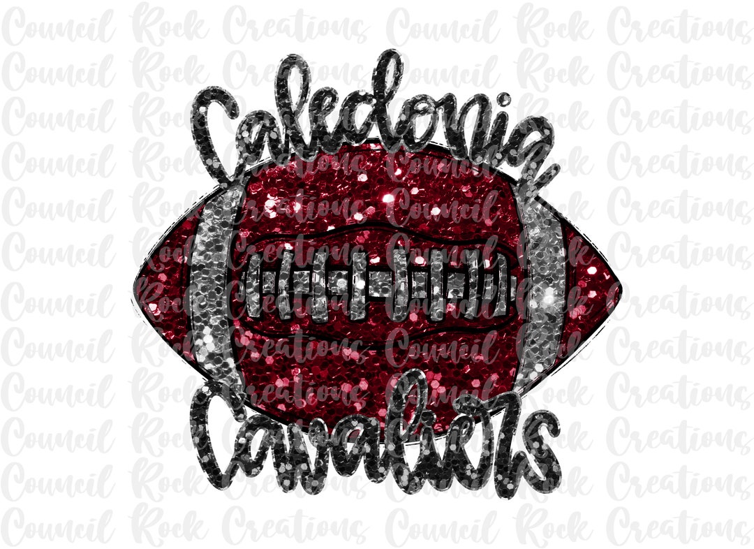 Caledonia Cavaliers Glitter Bling Football PNG, School Spirit, Mascot