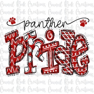 Panther Pride PNG | Doodle Letters | Digital File | Sublimation Download