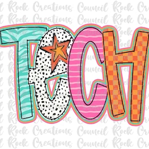 Tech png, Bunt, Kariert, Zebradruck, Dalmatiner Punkte, Handgeschrieben, Beruf, Digitale Datei, Sublimation, DTF