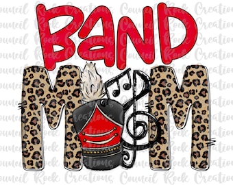 Band Mom PNG | Cheetah Print Doodle Letters | Digital File | Sublimation Download