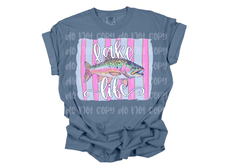 Lake Life PNG, Fun Fish, Cheetah Print, Stripes, Summer, Hand Lettered, Digital File, Sublimation Download, DTF image 2
