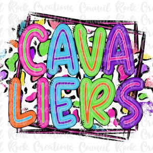 Cavaliers PNG, Colorful Cheetah Print, School Spirit, Team Spirit, Digital File, Sublimation Download, DTF