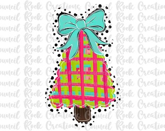 Plaid Christmas Tree png, Polka Dots, Bow, Christmas, Digital File, Sublimation, DTF