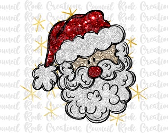 Santa PNG, Glitter Bling, Christmas, Holiday, Digital File, Sublimation Download, DTF