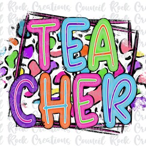 Lehrer PNG, Bunter Gepard Druck, Beruf, Schule, Digitale Datei, Sublimations-Download, DTF