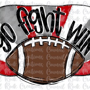 Go Fight Win Football, Checkered, Hand Lettered, School Spirit, Team Spirit, Digital File, Sublimation Download, DTF