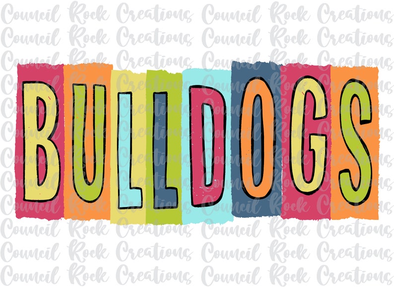 Bulldogs Lettering Bulldogs PNG, Colorful Stamp, School Spirit, Team Spirit, Digital File ...
