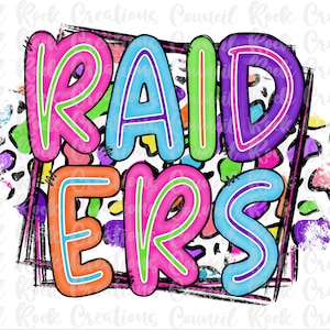 Raiders PNG, Colorful Cheetah Print, School Spirit, Team Spirit, Digital Gile, Sublimation Download, DTF