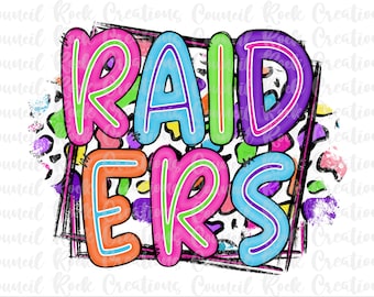 Raiders PNG, Colorful Cheetah Print, School Spirit, Team Spirit, Digital Gile, Sublimation Download, DTF
