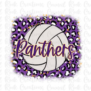 Panthers Volleyball PNG | Purple Cheetah Print | Digital File | Sublimation Download