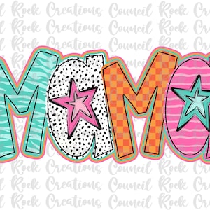 Mama png, Bunt, Kariert, Zebradruck, Dalmatiner Punkte, Handbeschriftet, Muttertag, Digitale Datei, Sublimation, DTF