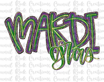 Mardi Gras png, scritto a mano, glitter, file digitale, sublimazione, DTF