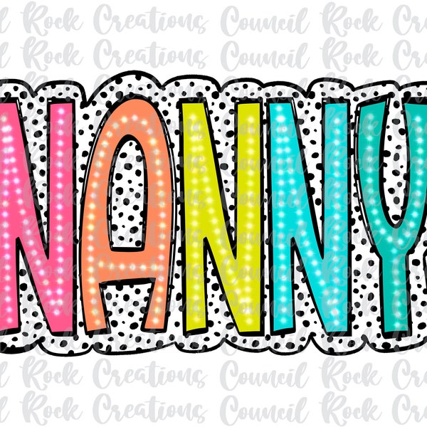 Nanny PNG, Bright Doodle, Dalmatian Dots, Digital File, Sublimation Download, DTF