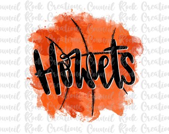 Hornets Basketball Splatter PNG, School Spirit, Sports, Mascot, Digital File, Sublimation Download, DTF