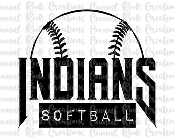 Indians Softball PNG, School Spirit, Sports, Mascot, Digital File, Sublimation Download, DTF