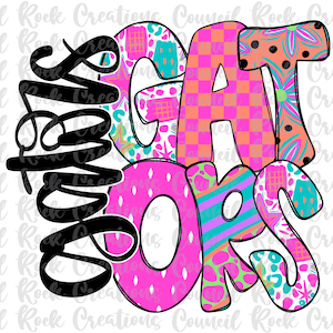 Gators png, Colorful, Funky and Fun, School Spirit, Mascot, Hand Lettered, Digital File, Sublimation Download, DTF