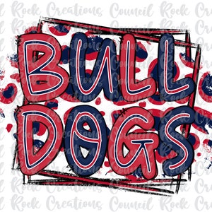 Bulldogs PNG, Doodle Letters, Cheetah Splash Frame, School Spirit, Digital File, Sublimation Download, DTF, Mascot