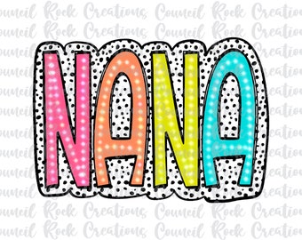 Nana PNG, Bright Doodle, Dalmatian Dots, Digital File, Sublimation Download, DTF