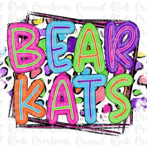 Bearkats PNG, Colorful Cheetah Print, School Spirit, Team Spirit, Digital Gile, Sublimation Download, DTF