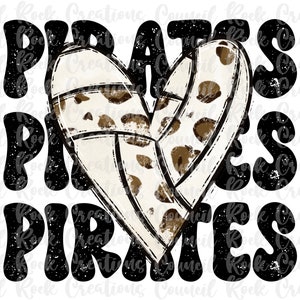 Pirates PNG | Cheetah Print Volleyball Heart | Digital File | Sublimation Download
