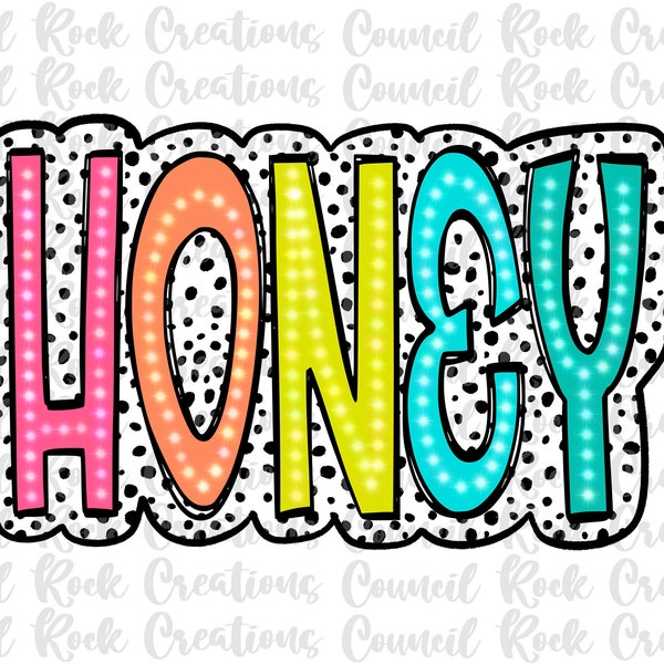 Honey PNG, Bright Doodle, Dalmatian Dots, Digital File, Sublimation Download, DTF