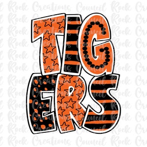 Tigers Fun Mascot PNG, School Spirit, Team Spirit, Digital Gile, Sublimation Download, DTF
