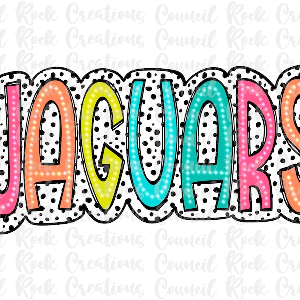 Jaguars PNG, Colorful, Dalmatian Dots, Mascot, School Spirit, Team Spirit, Digital Gile, Sublimation Download, DTF