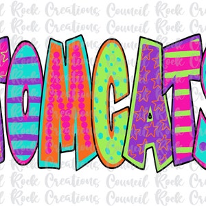 Tomcats PNG, Kolorowy, Duch szkoły, Duch zespołu, Cyfrowy Gile, Sublimacja Pobierz, DTF