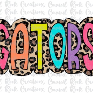 Gators PNG, Colorful, Leopard Print, Mascot, School Spirit, Team Spirit, Digital Gile, Sublimation Download, DTF