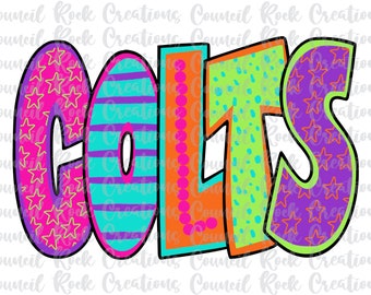 Colts PNG, Colorato, Spirito scolastico, Spirito di squadra, File digitale, Download sublimazione, DTF