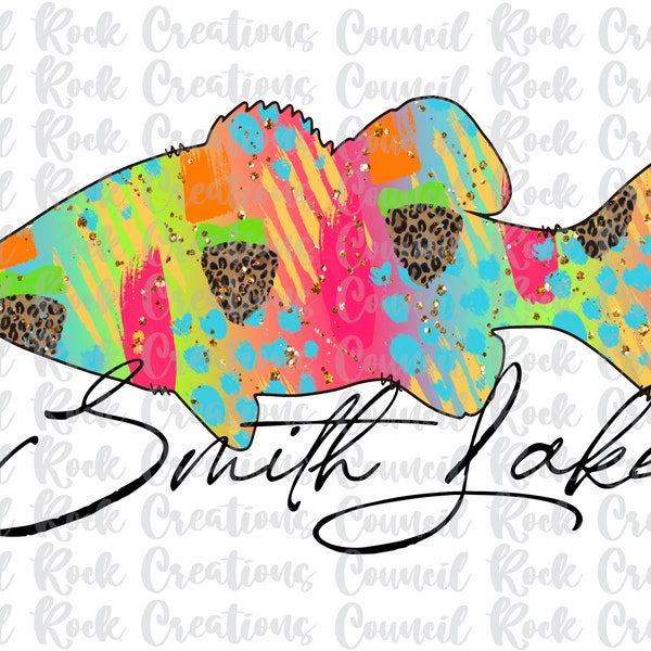 Smith Lake Funky Fish PNG | Bass | Cheetah Print | Digital File | Sublimation Download