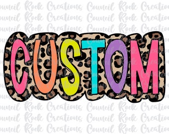 Custom Made To Order Bright Doodle Leopard Print, Mascot, Occupation, School, Digital File, Sublimation, DTF