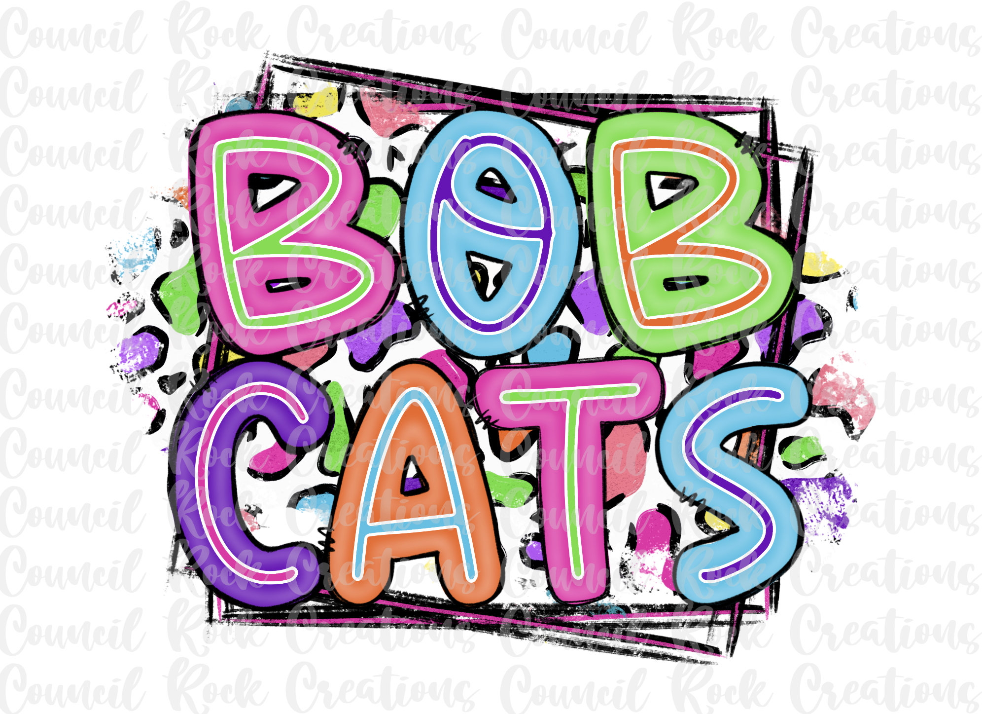 Bobcats PNG, Colorful Cheetah Print, School Spirit, Team Spirit ...