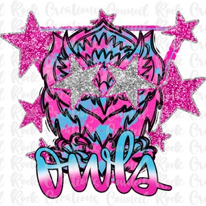 Owls PNG, Preppy Mascot, Glitter Stars, School Spirit, Team Spirit, Digital File, Sublimation Download, DTF