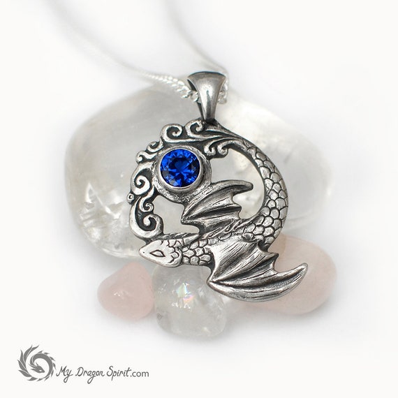 Water Dragon Necklace Sterling Silver Magical Sea Guardian Etsy