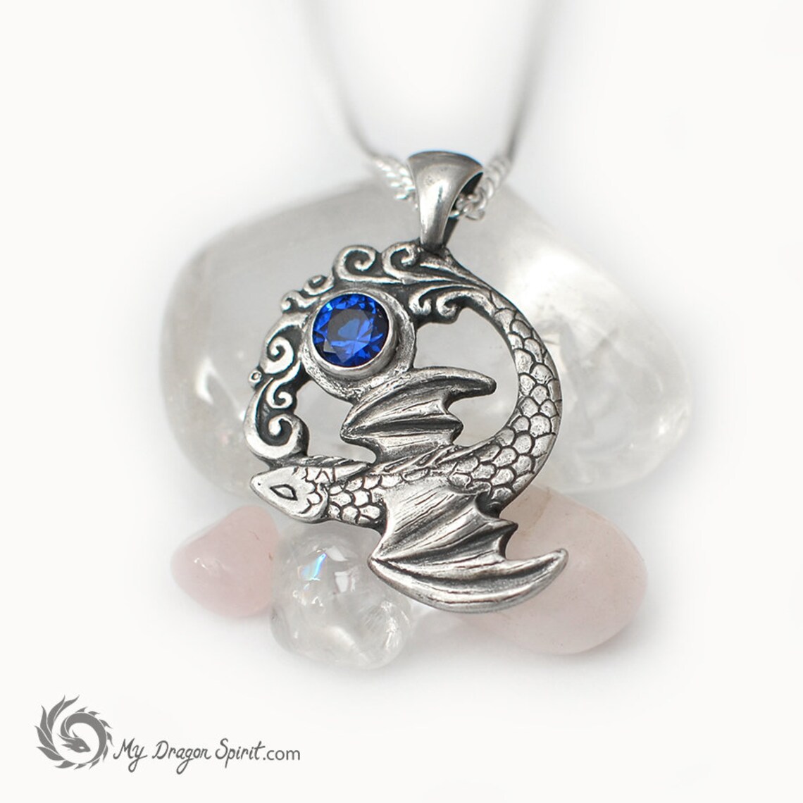 Water dragon necklace Sterling silver Magical sea guardian Etsy