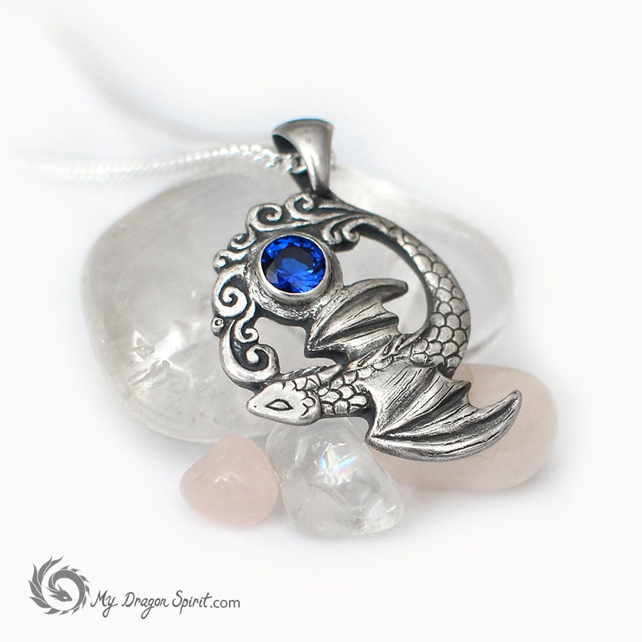 Water dragon necklace Sterling silver Magical sea guardian Etsy